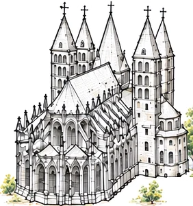 Croquis de la cathédrale Notre-Dame de Tournai