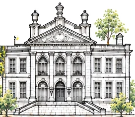 Croquis de l'hôtel de ville de Tournai